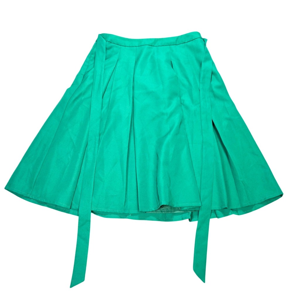 Cato Pleated A-Line Midi Skirt Women's Size 12 Green with Belt Lined Casual